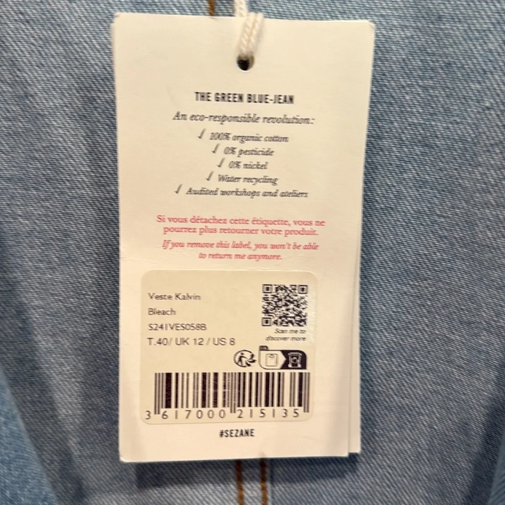 SÉZANE Kalvin Denim Coat in Bleach sz 40 / US 8  SOLD OUT IN STORE - Picture 13 of 14